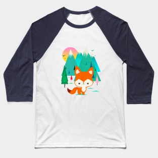 Walking Cute baby Fox Baseball T-Shirt